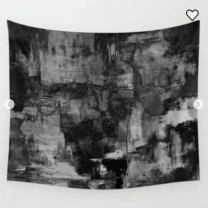 Crackled Gray - Black, white and gray, grey textured abstract Wall Tapestry